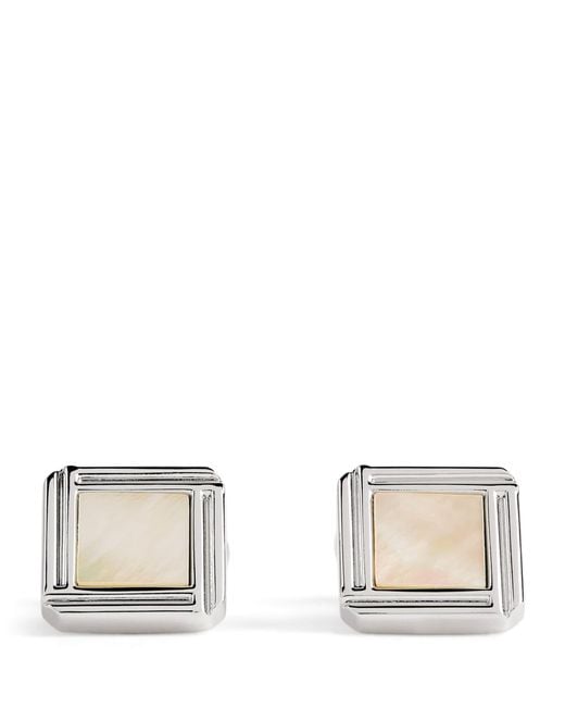 Babette Wasserman White Rhodium-Plated Celtic Mother Of Pearl Cufflinks for men