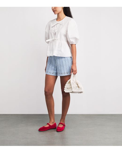 Sandro Blue Embellished Crochet Shorts