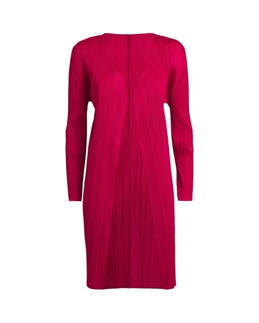 Pleats Please Issey Miyake Red New Colorful Basics Longline Cardigan for men