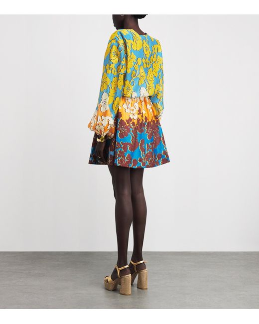 ALÉMAIS Multicolor Cotton-Silk Floral Splice Mini Dress
