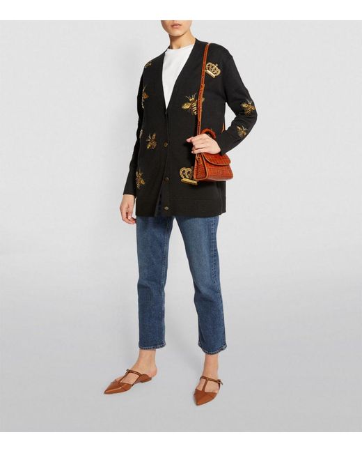 Bee Embroidered Grandpa Cardigan 