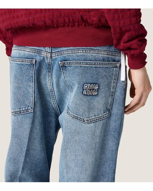 Miu Miu Blue Mid-Wash Denim Jeans