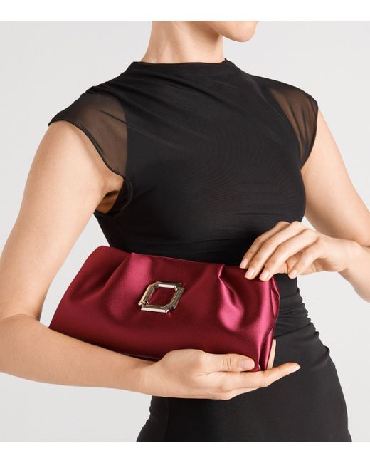 Malone Souliers Red Satin Vittoria Soft Clutch Bag
