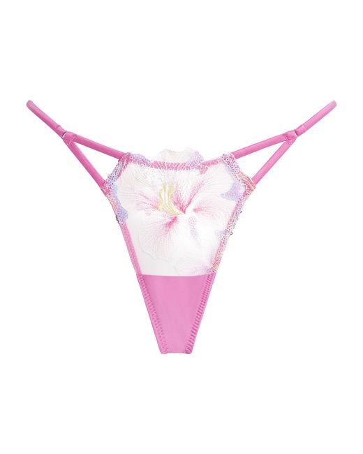 Fleur du Mal Pink Sequin Hibiscus Thong
