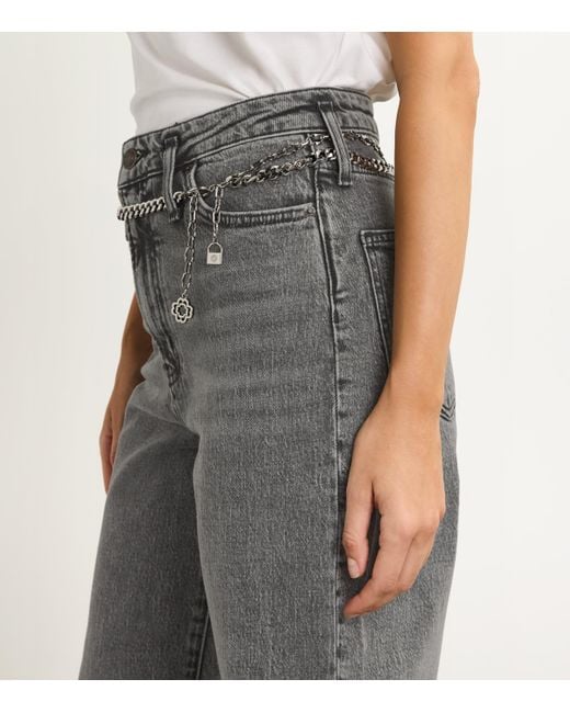 Maje Gray Chain-Detail Wide-Leg Jeans
