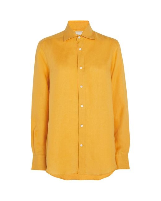 With Nothing Underneath Yellow Linen The Boyfriend Shirt