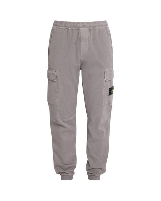 Stone Island Gray Stretch-Cotton Cargo Trousers for men
