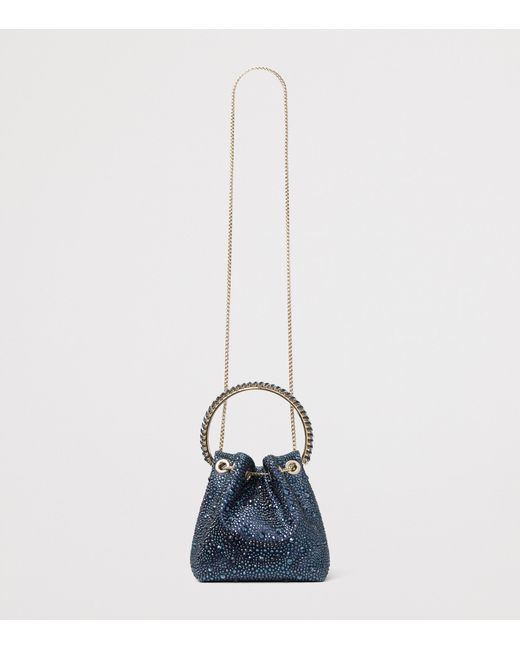 Jimmy Choo Blue Embellished Bon Bon Top-Handle Bag