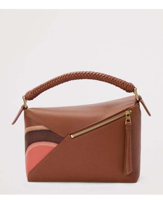 Loewe Brown Small Leather Puzzle Edge Landscape Top-Handle Bag