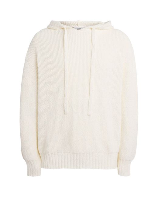 Commas White Cotton Knit Hoodie for men