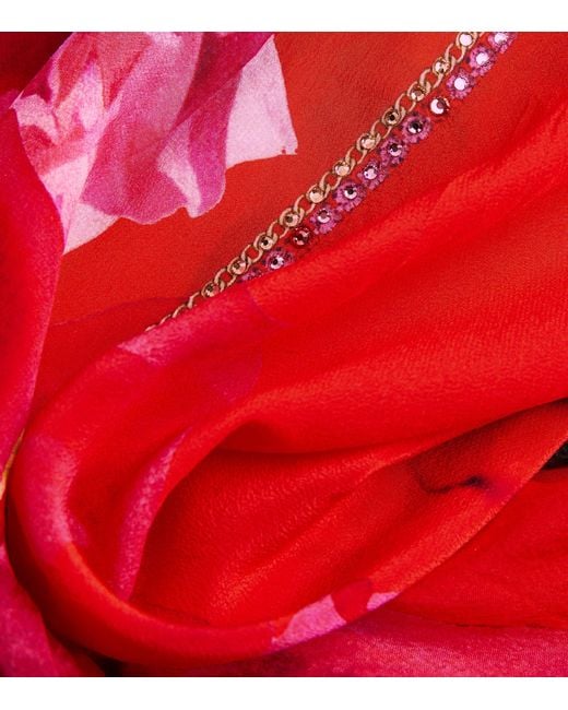 Camilla Red Silk Crystal-embellished Mini Dress