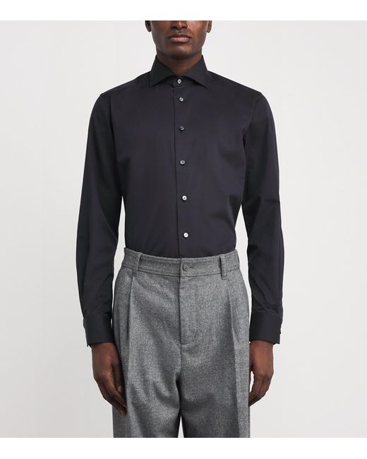 Eton of Sweden Black Cotton-Silk Long-Sleeve Shirt for men