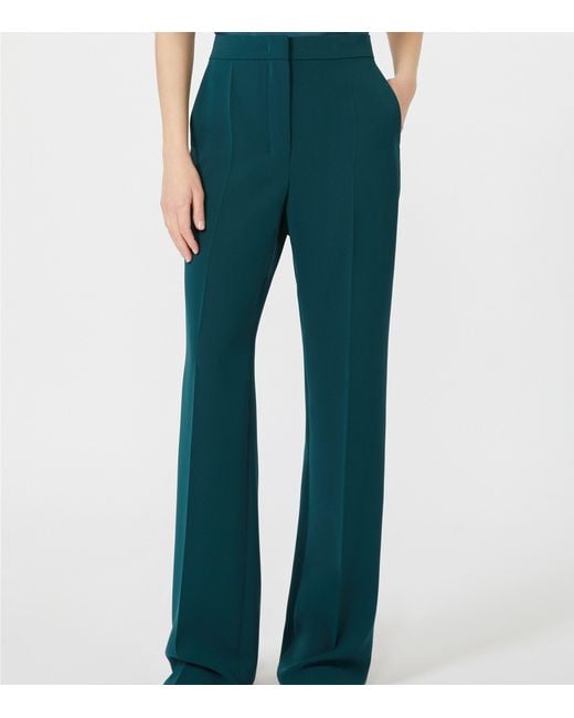 Max Mara Green Flared Tuxedo Trousers