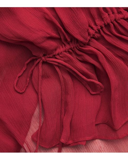Staud Red Chiffon Roux Mini Dress