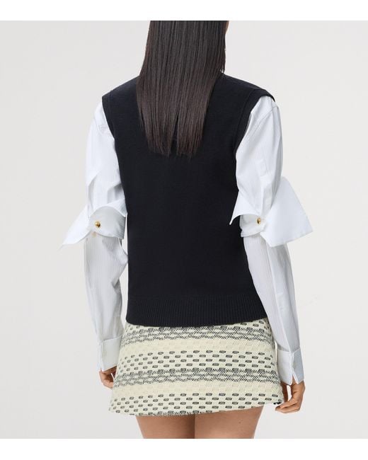 Loewe Blue Wool Button-Up Sweater Vest