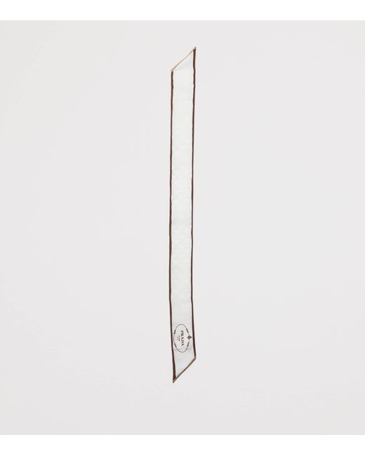 Prada White Silk Twill Skinny Scarf
