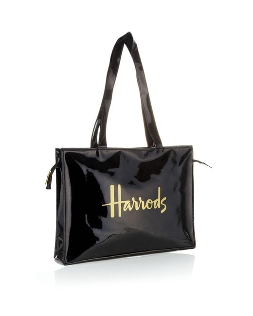 Harrods Black Signature Logo Tote Bag