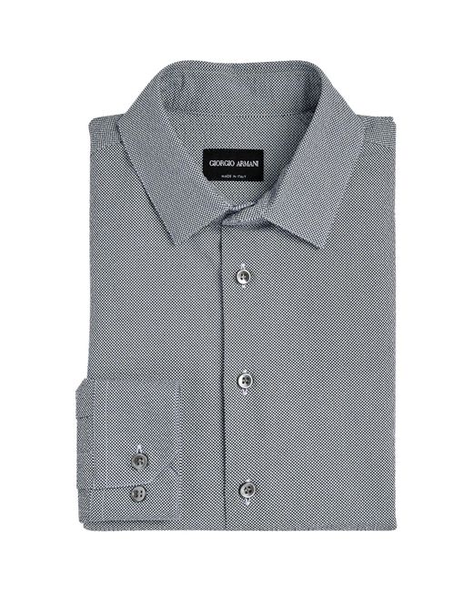 Giorgio Armani Gray Cotton Seersucker Shirt for men