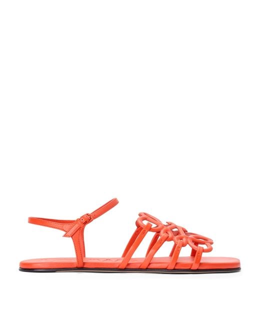 Loewe Red X Paula's Ibiza Leather Petal Anagram Sandals