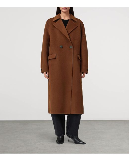 AllSaints Brown Wool-Blend Sellma Coat