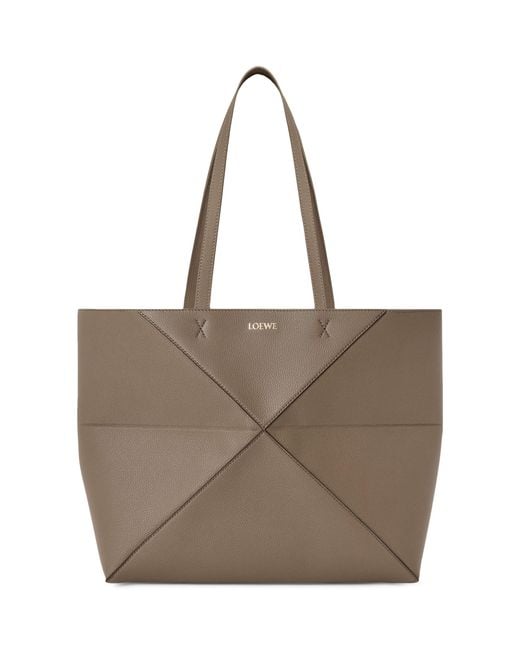 Loewe Brown Medium Leather Puzzle Fold Tote Bag