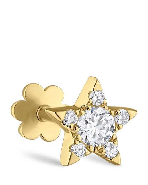 Maria Tash Metallic And Diamond Star Threaded Stud Earring