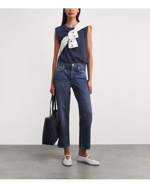 Rag & Bone Blue Mica Bubble Crop Top