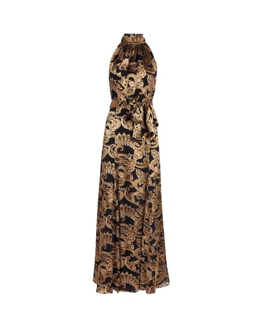 Alice + Olivia Metallic Satin Dita Maxi Dress