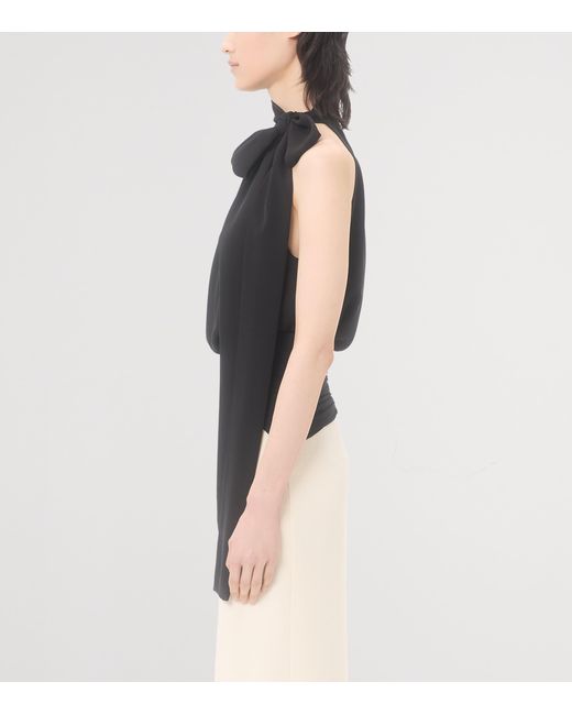 Valentino Black Silk Tie-Neck Top
