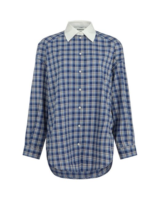 Sandro Blue Rhinestone-Embellished Check Shirt