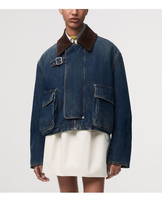 Loewe Blue Denim-Suede Cropped Parka