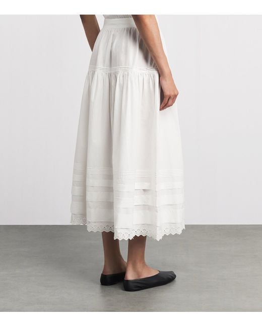 Doen White Organic Cotton Sebastiane Midi Skirt