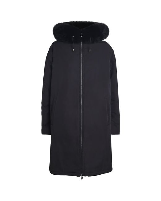 Yves Salomon Blue Fox-Rabbit Fur-Trim Parka