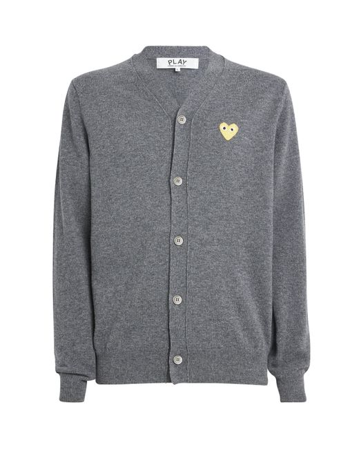 COMME DES GARÇONS PLAY Gray Wool Heart Cardigan for men