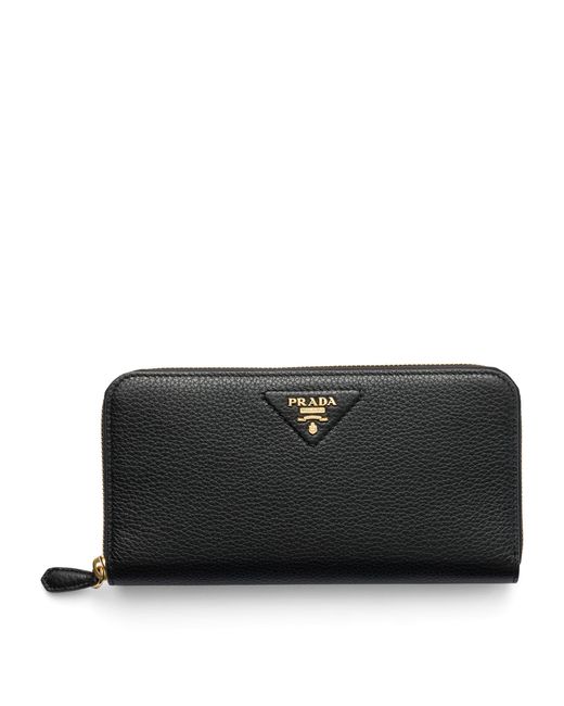Prada Black Large Leather Zipped Wallet