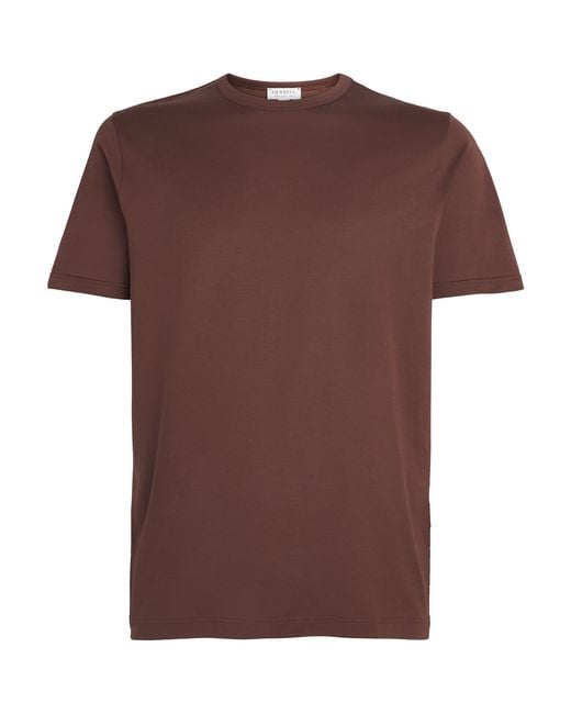 Sunspel Brown Supima Cotton Classic T-Shirt for men