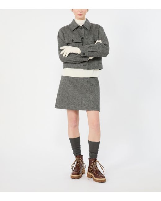 Weekend by Maxmara Gray Chevron Collared Jacket