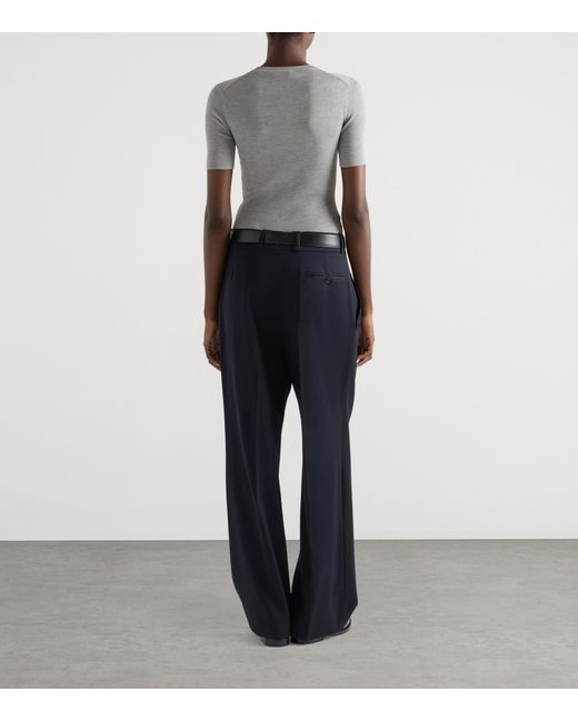 Prada Gray Silk Logo Longline T-Shirt