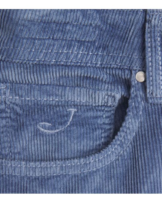 Jacob Cohen Blue Corduroy Bard Slim-Fit Chinos for men