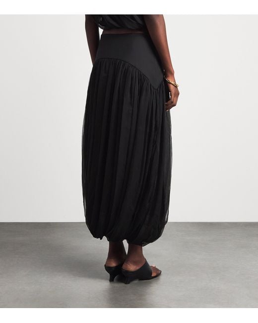 Abadia Black Twisted Suri Midi Skirt