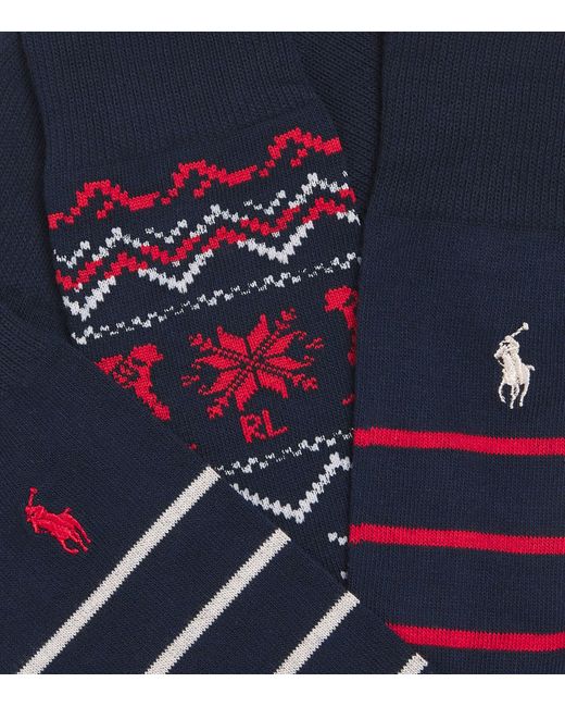 Polo Ralph Lauren Blue Striped Pony Embroidered Socks for men