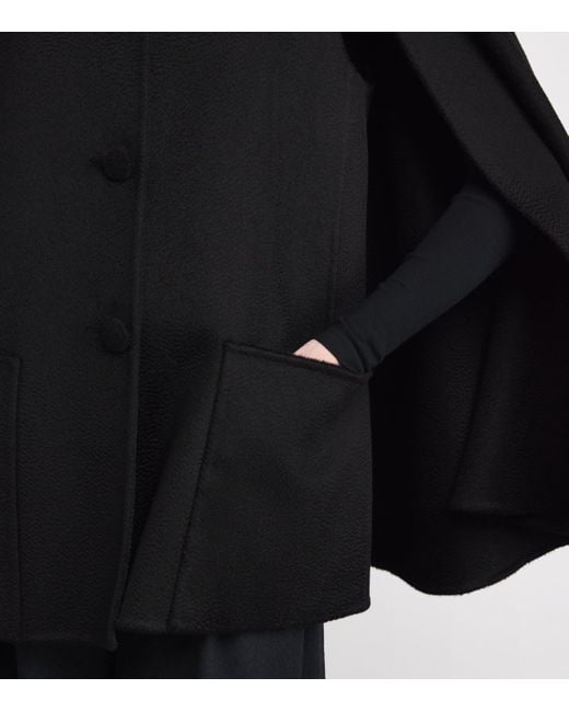 Colombo Black Double Cashmere Cape Coat