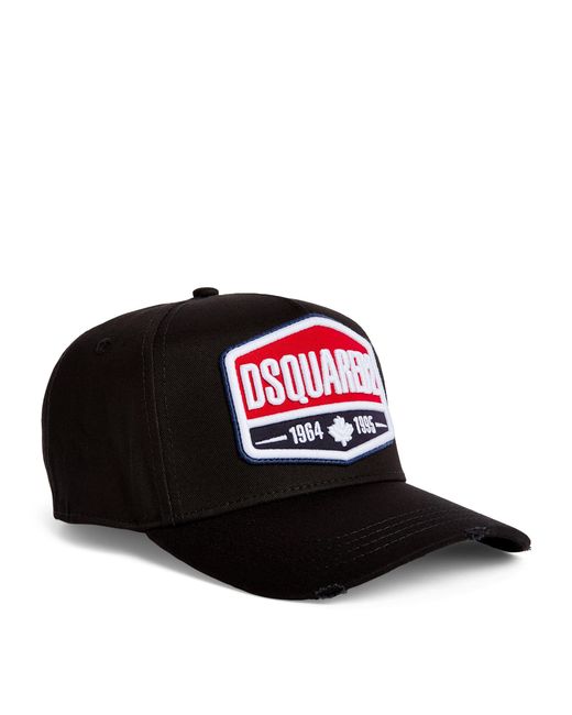 DSquared² Black Logo-patch Baseball Cap for men