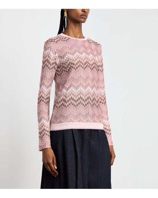 Missoni Pink Zigzag Crew-Neck Sweater