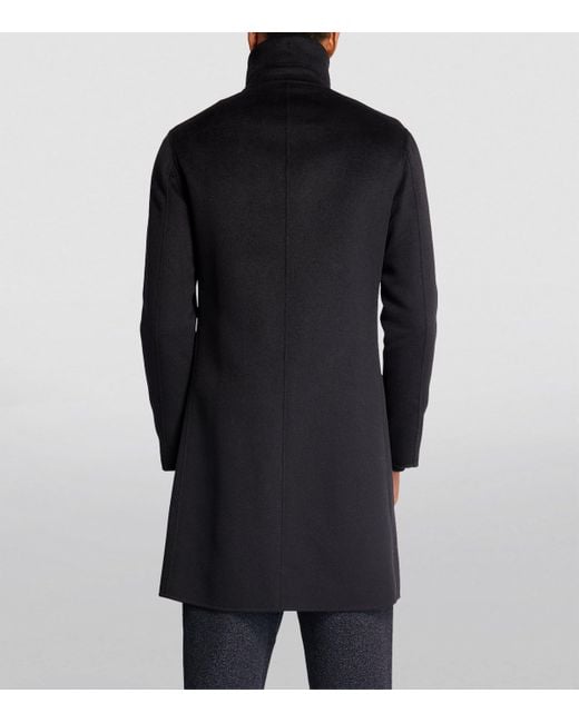 Giorgio Armani Black Cashmere Double-Breasted Coat for men