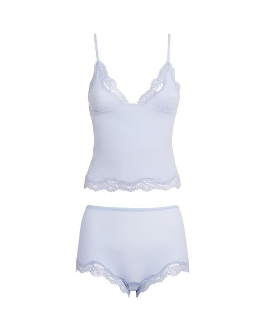 Skims White Fits Everybody Lace-Trim Cami And Shorts Set