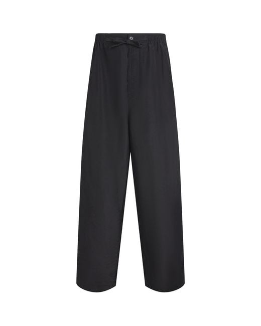 Lemaire Black Cotton Twill Wide-Leg Trousers for men