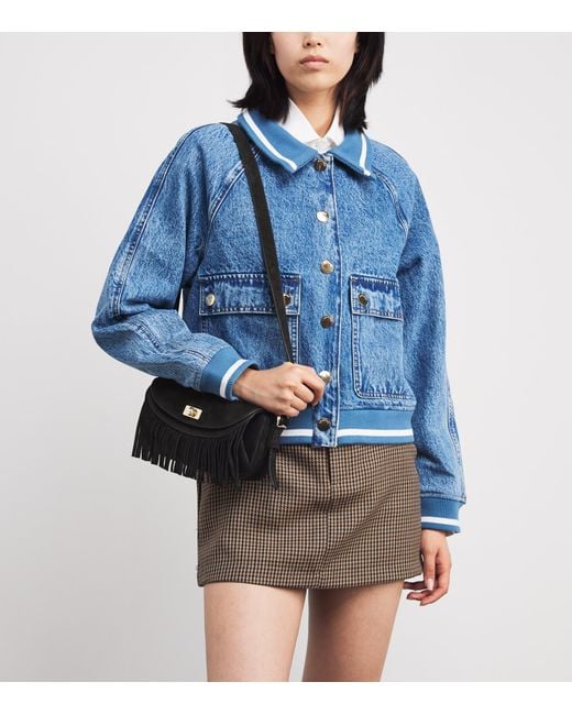 Sandro Black Small Suede Le Mambo Cross-Body Bag