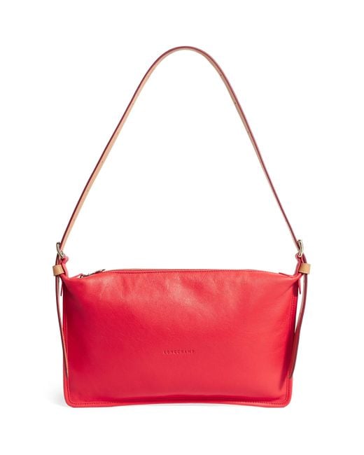 Longchamp Red Medium Leather Smoothie Half Cross-Body Bag