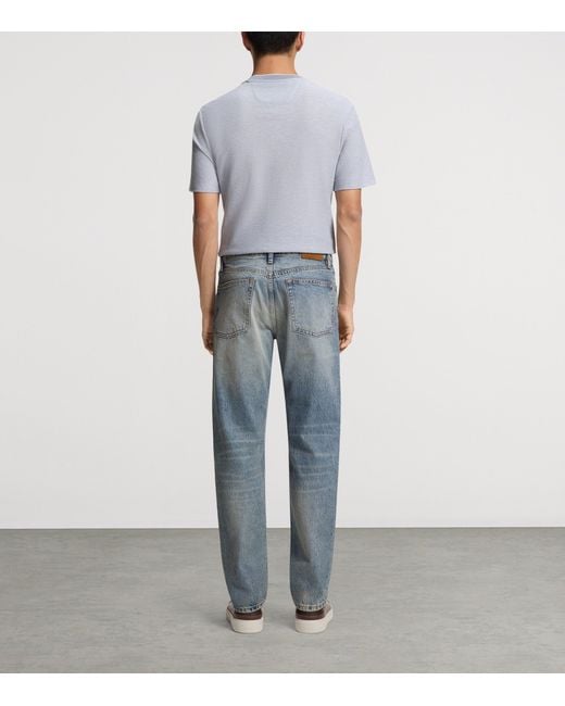 Boss Blue Stonewashed Straight Jeans for men